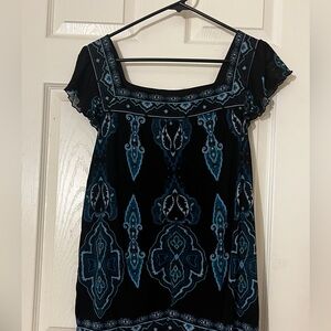 Axcess Black Top with Blue Patterns